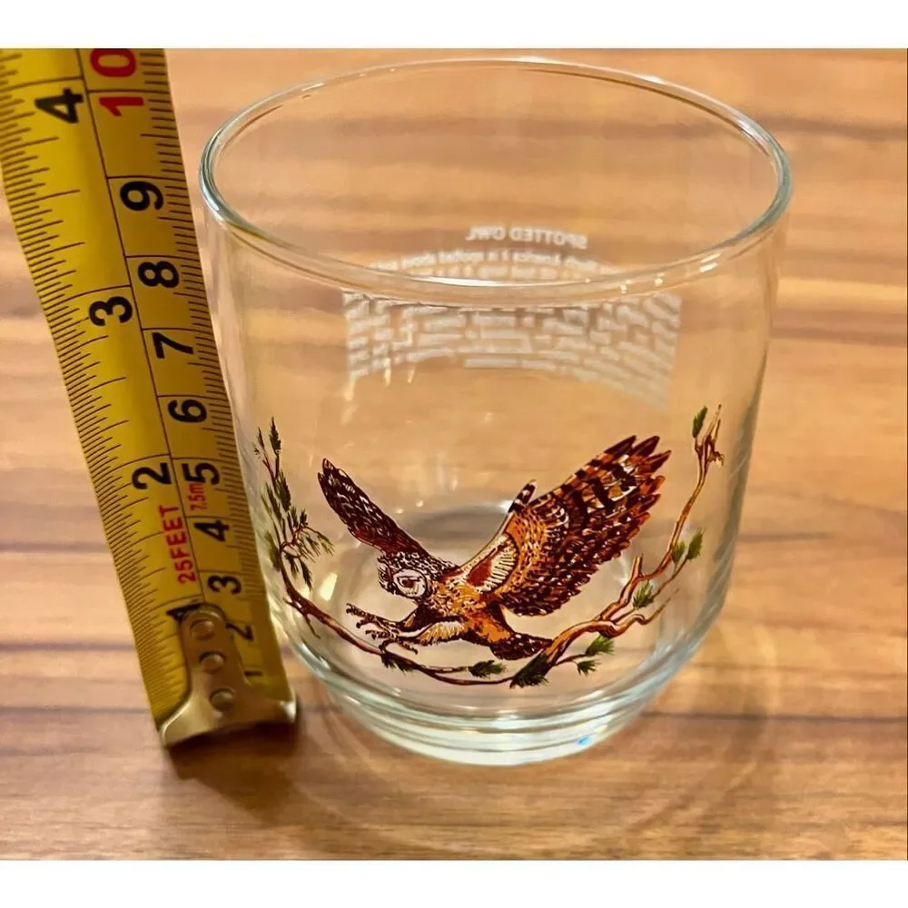 Vintage Sunoco North American Wildlife Glass Libbey Spotted Owl
